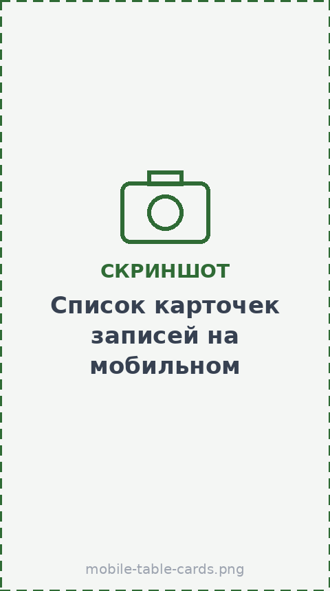 Список карточек записей на мобильном